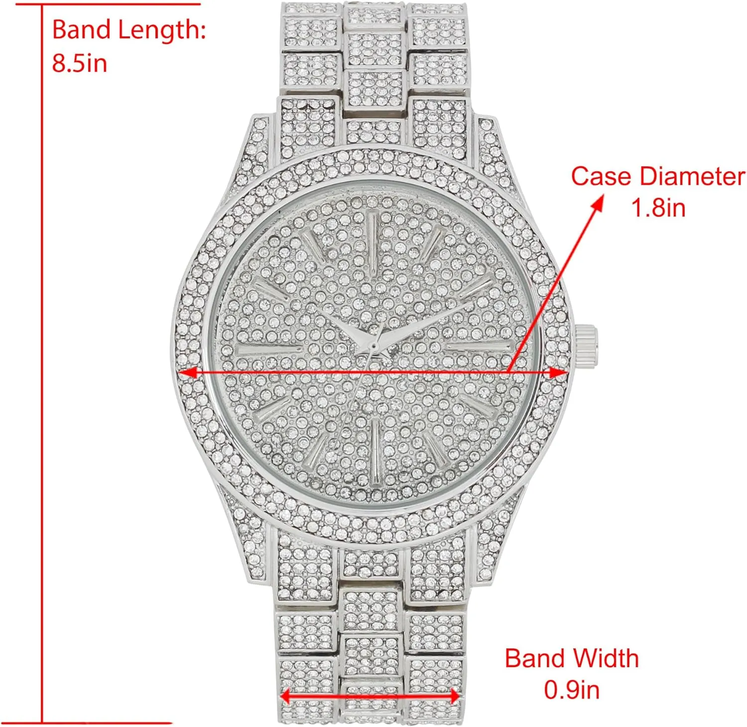 - Big Rhinestones on Trim and Elegant Baguette Time Indicators on Dial - Master Bling Designer - ST10226B Iced Mens Single Watch or Watch w/Matching Rolly or Cuban Hip Hop Bracelet - broadcast confederacy glamorous affection Your Choice! 