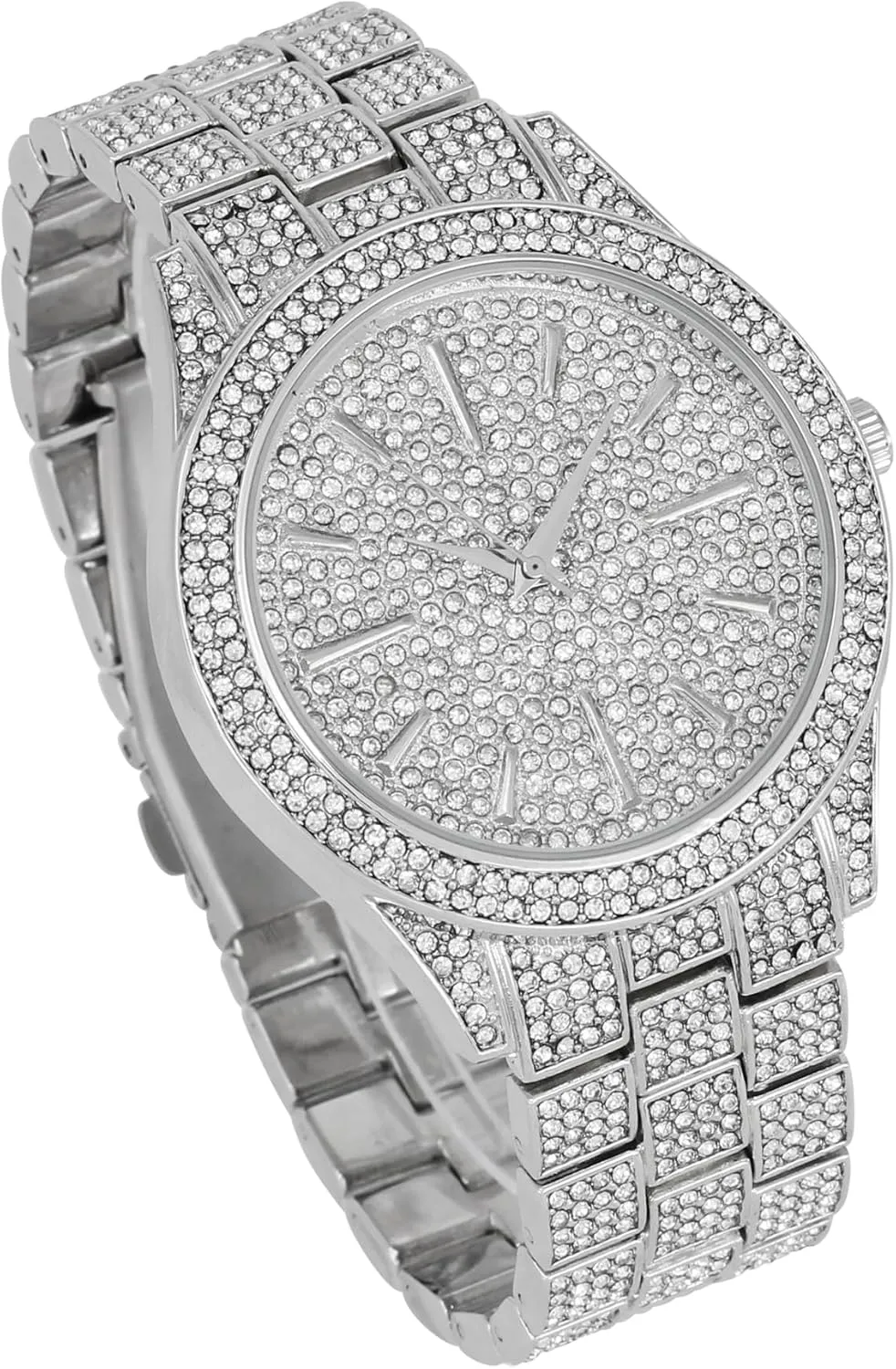 - Big Rhinestones on Trim and Elegant Baguette Time Indicators on Dial - Master Bling Designer - ST10226B Iced Mens Single Watch or Watch w/Matching Rolly or Cuban Hip Hop Bracelet - broadcast confederacy glamorous affection Your Choice! 