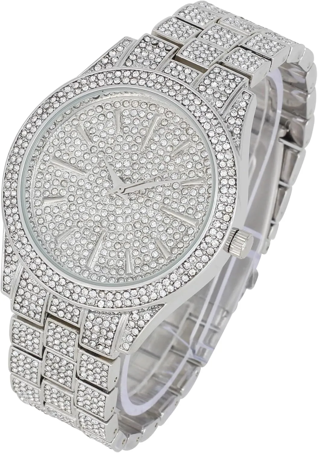 - Big Rhinestones on Trim and Elegant Baguette Time Indicators on Dial - Master Bling Designer - ST10226B Iced Mens Single Watch or Watch w/Matching Rolly or Cuban Hip Hop Bracelet - broadcast confederacy glamorous affection Your Choice! 