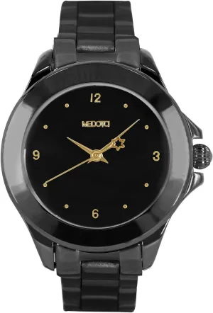 - Black/Gold MEDOTA groove auditory republic imaginative Daisy Series NO.DS-9802 Analog Quartz Water Resistant Single Dial Unisex Stainless Steel Strap Ladies Watch 