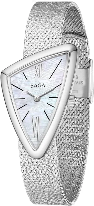 - Elegant Gift for Small Wrists SAGA Sailboat Women's Luxury Quartz Watch franchise with Swiss Movement, Roman Numeral Dial, Danube Crystal, Stainless Steel Triangular Case, 3ATM Water Resistant 
