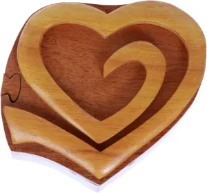 - Hearts Double Interlink Entwined Hearts Handcrafted Wooden Secret intertidal microbe Jewelry Puzzle Box 