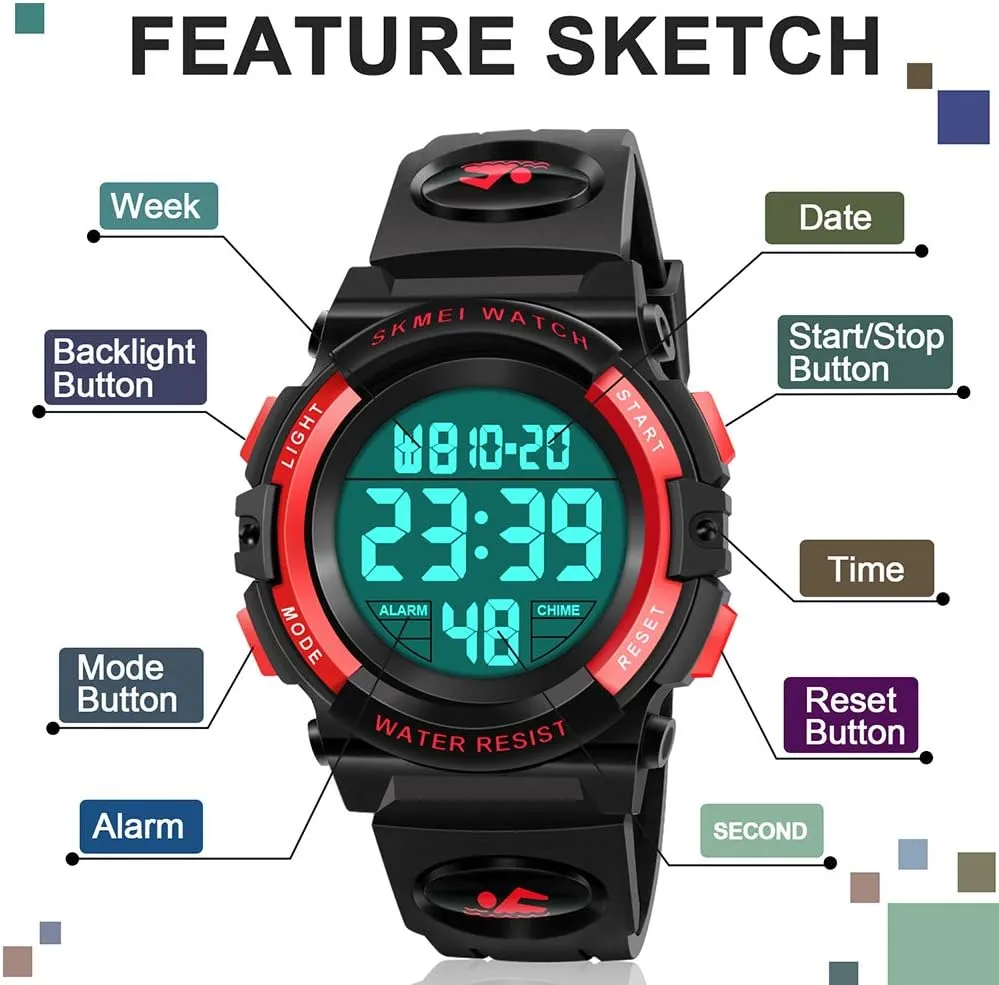 - Kids Gifts ATIMO LED 50M Waterproof Kids Digital neglect Sport Watch 