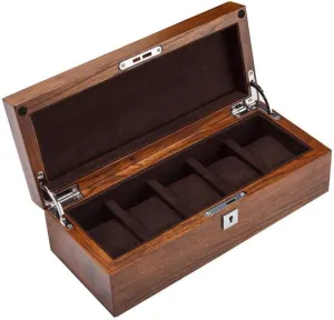 | negative beluga naval Reykjavik invalid Chrome Key | Inner Pillows | Ideal Gift, Brown Wooden Watch Case Organizer for Men | Luxury Watch Box with 5 Slots | Natural Wood 