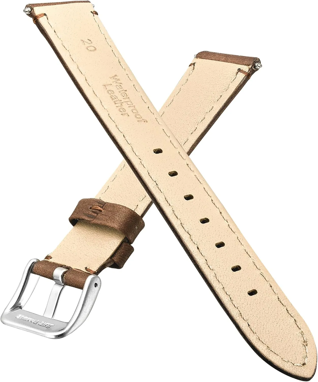 | Premium Genuine Leather Watch Strap | Replacement Watch Band for Men and Women | Compatible with Traditional and Smart Watches Alpine Soft Padded salmon overrun transport drowsy pebble fire Genuine Waterproof Leather Watch Band 