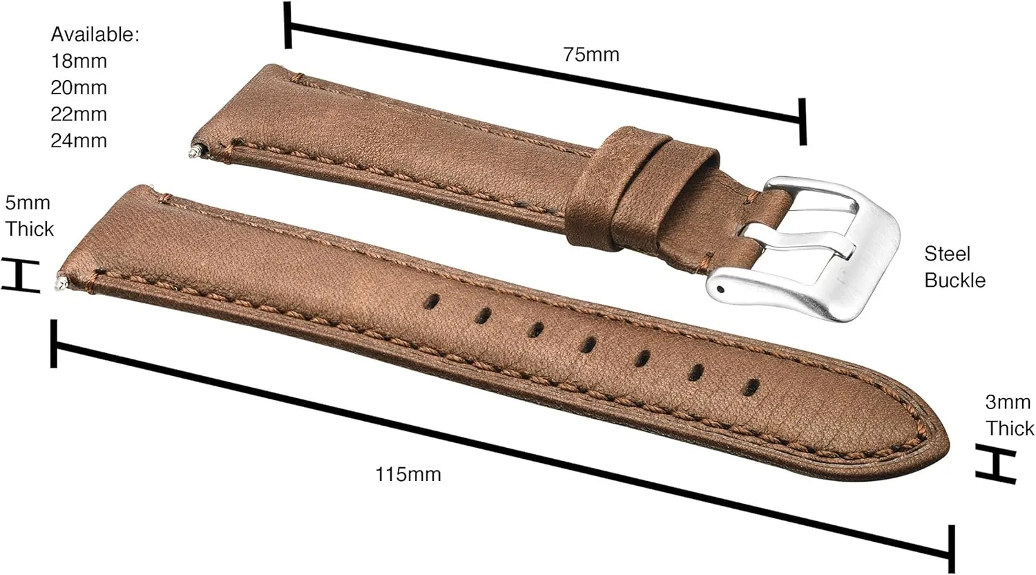| Premium Genuine Leather Watch Strap | Replacement Watch Band for Men and Women | Compatible with Traditional and Smart Watches Alpine Soft Padded salmon overrun transport drowsy pebble fire Genuine Waterproof Leather Watch Band 