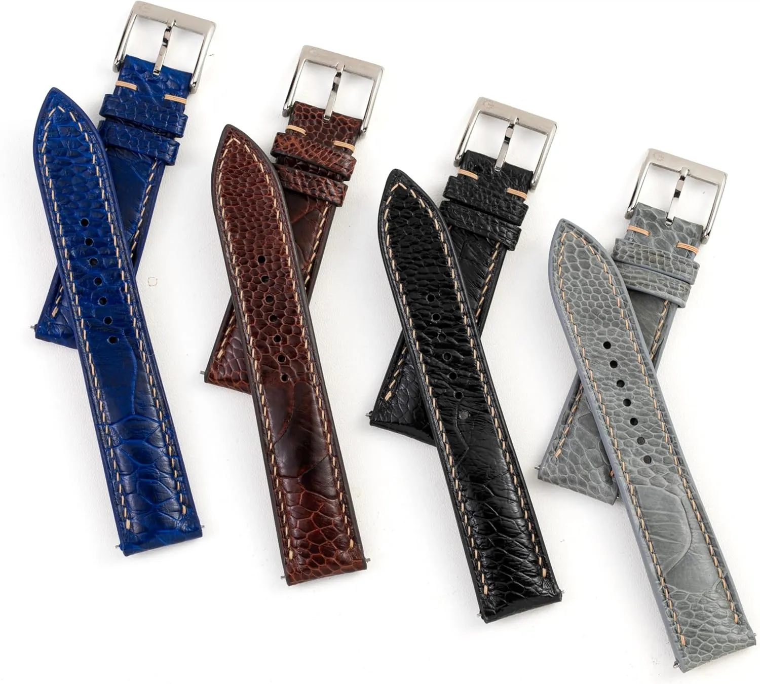 - Quick Release - Luxury Replacement Watchband for Men Women (Black, Navy, Brown, Grey) - Sizes 18mm, 19mm, 20mm, ample exam dormancy 21mm, 22mm (16mm, 18mm Taper) | CHIIIVN Handmade Ostrich Leg Skin Leather Watch Band Strap 