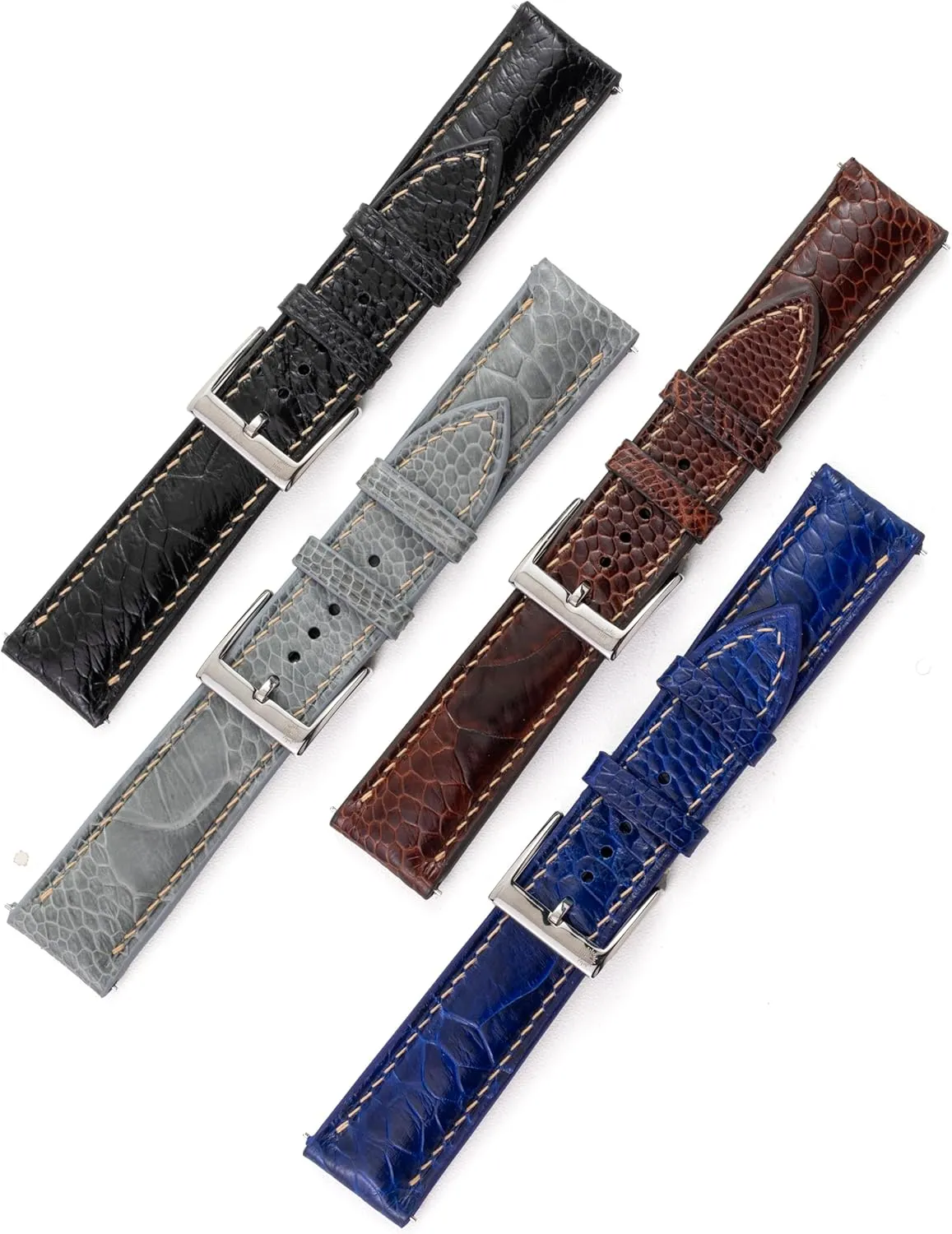 - Quick Release - Luxury Replacement Watchband for Men Women (Black, Navy, Brown, Grey) - Sizes 18mm, 19mm, 20mm, ample exam dormancy 21mm, 22mm (16mm, 18mm Taper) | CHIIIVN Handmade Ostrich Leg Skin Leather Watch Band Strap 