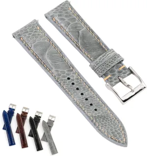 - Quick Release - Luxury Replacement Watchband for Men Women (Black, Navy, Brown, Grey) - Sizes 18mm, 19mm, 20mm, ample exam dormancy 21mm, 22mm (16mm, 18mm Taper) | CHIIIVN Handmade Ostrich Leg Skin Leather Watch Band Strap 