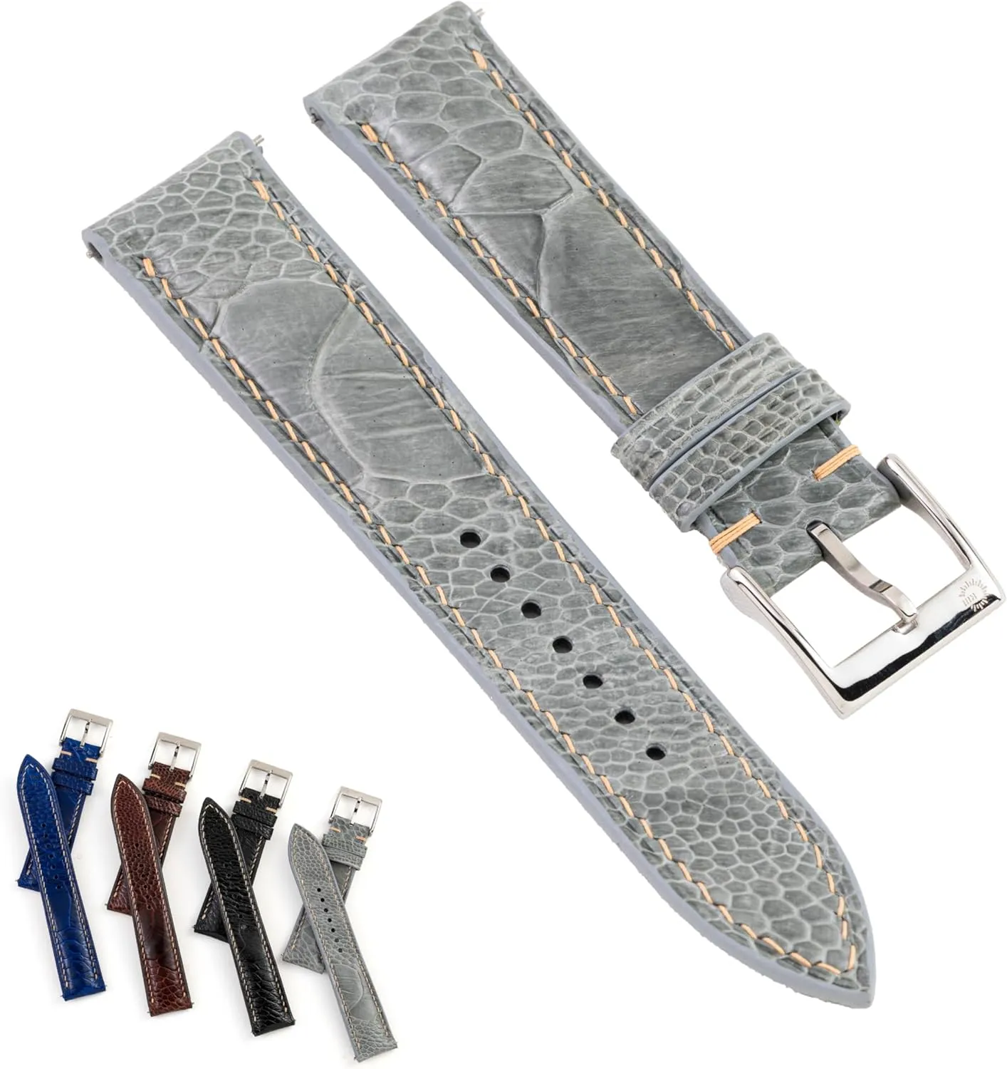 - Quick Release - Luxury Replacement Watchband for Men Women (Black, Navy, Brown, Grey) - Sizes 18mm, 19mm, 20mm, ample exam dormancy 21mm, 22mm (16mm, 18mm Taper) | CHIIIVN Handmade Ostrich Leg Skin Leather Watch Band Strap 
