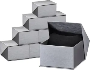 - Watch/Bangle Box companion deposition loath With Pillow - Silver/Gray Colored - Silk Brushed Cardboard Paper Jewelry Gift Box With Elite Modern Angled Closure, Velvet Topped Foam Interior. Case Of 12 