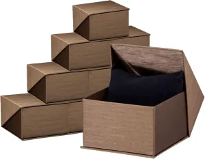 - Watch/Bangle Box With Pillow - Bronze Colored - Silk Brushed Cardboard Paper Jewelry Gift Box With sequester Elite Modern Angled Closure, Velvet Topped Foam Interior. Case Of 12 