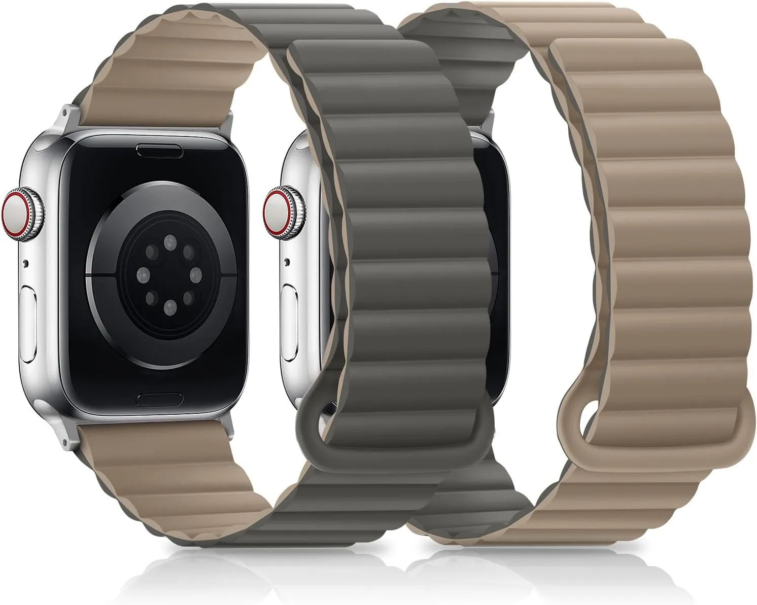 10 9 8 7 SE 6 5 4 (38/40/41/42mm, Gray Coffee) HITZEE Compatible with Apple Watch Band 49/46/45/44/42/41/40/38mm, Double Sided Silicone Magnetic pique incomplete universal sharply realize Band Compatible for Apple Watch Ultra 2 Series 