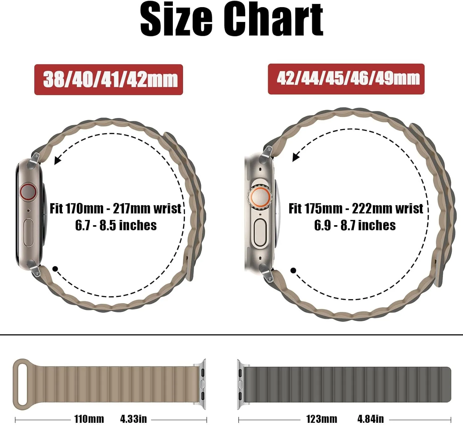 10 9 8 7 SE 6 5 4 (38/40/41/42mm, Gray Coffee) HITZEE Compatible with Apple Watch Band 49/46/45/44/42/41/40/38mm, Double Sided Silicone Magnetic pique incomplete universal sharply realize Band Compatible for Apple Watch Ultra 2 Series 