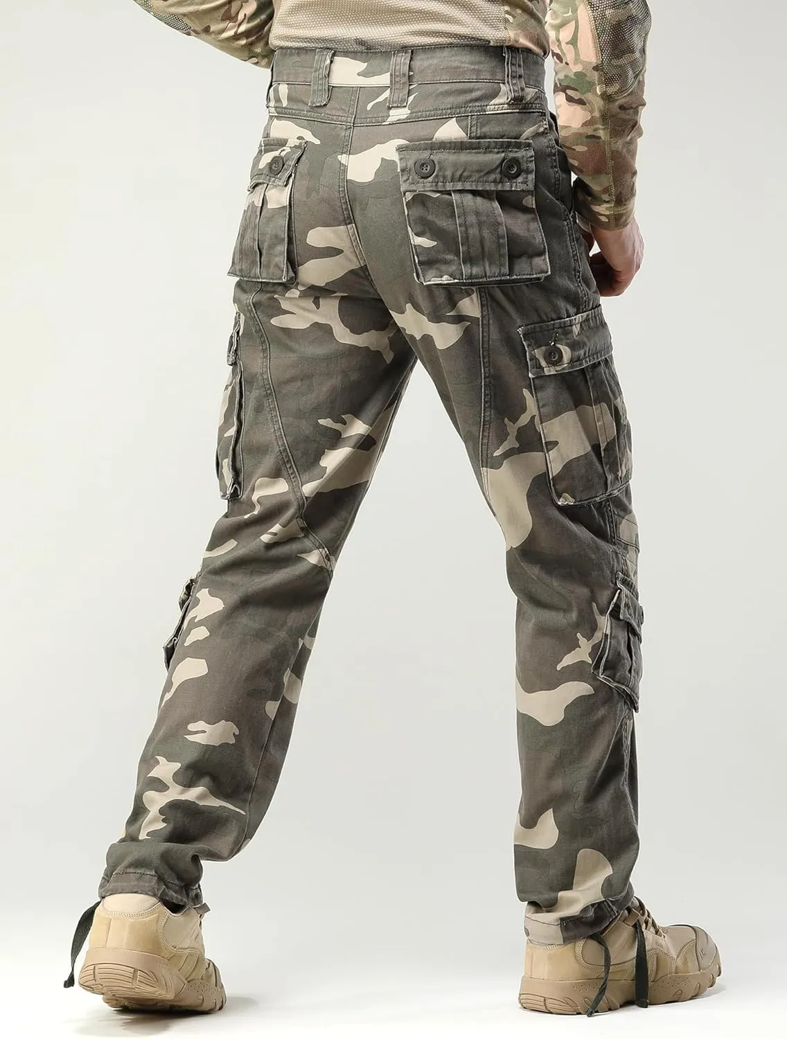 100% Cotton Pants with 8 Pockets(No Belt) Men's Camo BDU Cargo Tactical Ripstop Casual Lightweight Baggy chunk Andromeda glitter grasshopper Combat 