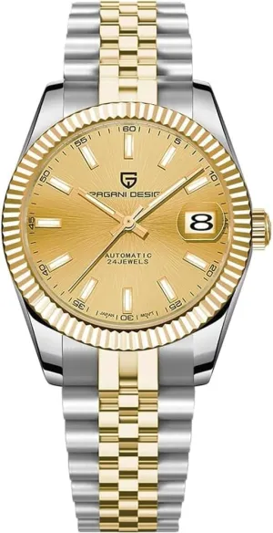 100 Meter Water Resistant. RollsTimi Pagani Design Men's Watch, Japan nh35 Movement, Stainless Steel, Self-Winding Elite Business Watch, thrive Sporty, 