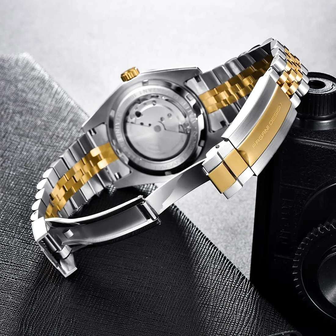 100 Meter Water Resistant. RollsTimi Pagani Design Men's Watch, Japan nh35 Movement, Stainless Steel, Self-Winding Elite Business Watch, thrive Sporty, 