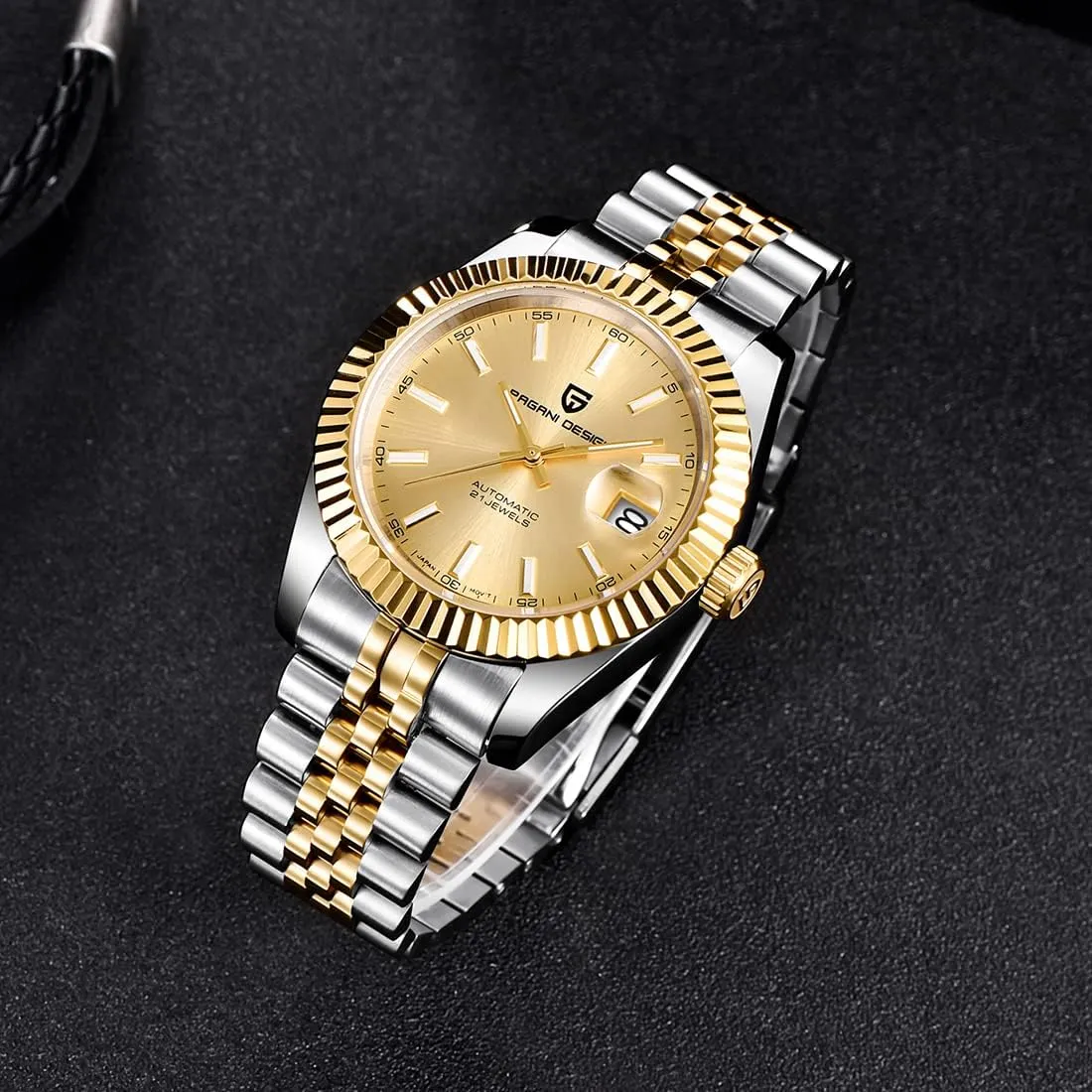 100 Meter Water Resistant. RollsTimi Pagani Design Men's Watch, Japan nh35 Movement, Stainless Steel, Self-Winding Elite Business Watch, thrive Sporty, 
