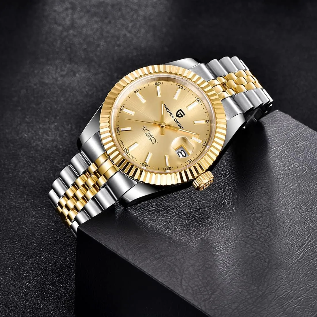 100 Meter Water Resistant. RollsTimi Pagani Design Men's Watch, Japan nh35 Movement, Stainless Steel, Self-Winding Elite Business Watch, thrive Sporty, 
