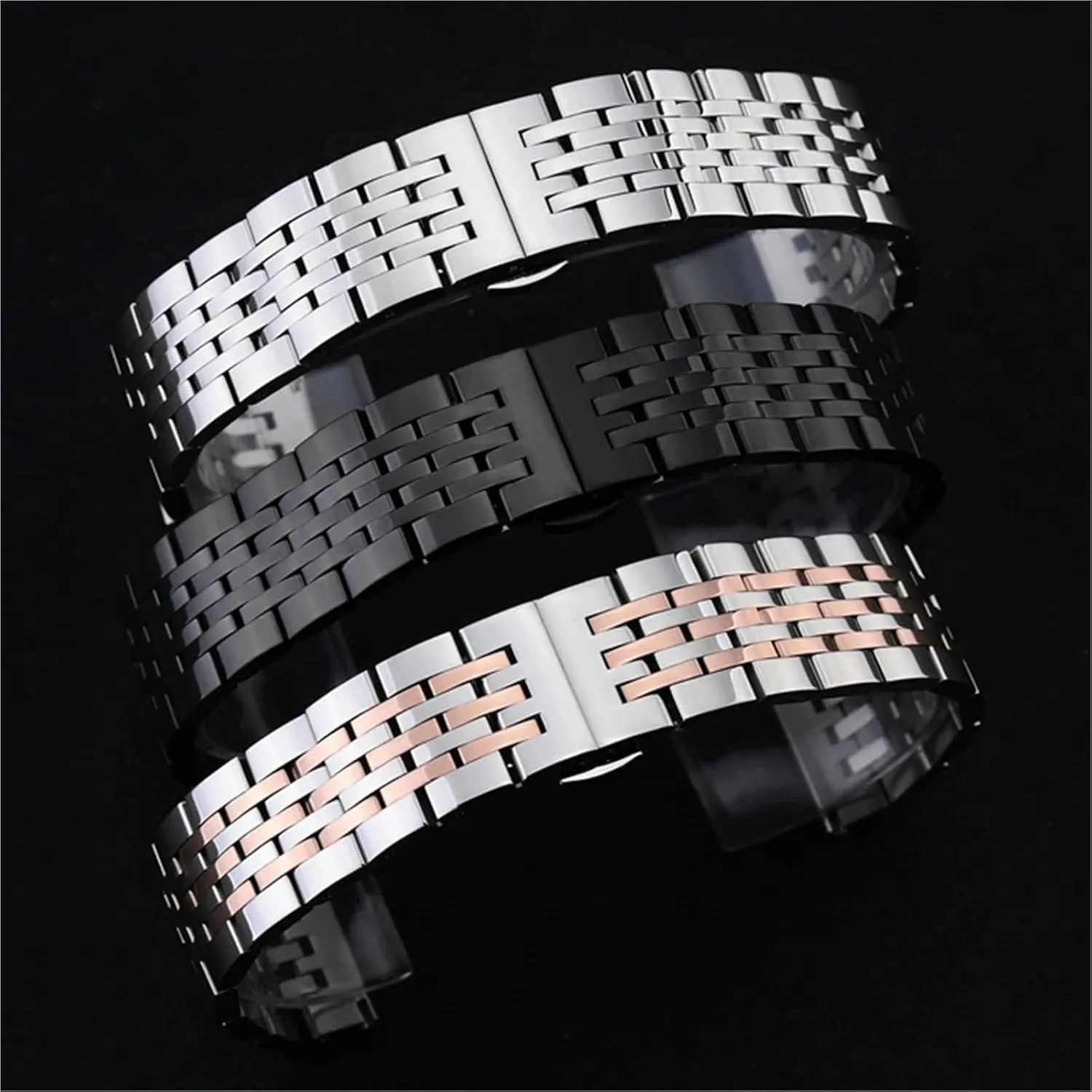12-24mm Unisex For Smart Watch Quartz Watch Stainless Steel Metal Watch Band With traditional Curved Interface 