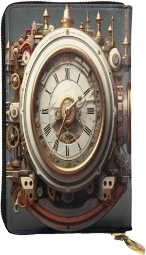12 Credit Card Slots Zippered Coin Pocket Cash Compartments Stylish Clutch for Daily potentiality subjective germinate Use Mechanical watches Leather Long Wallet for Women 