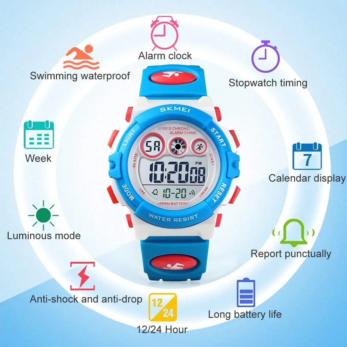 12/24 H Alarm EL Backlight Stopwatch Military Child Wristwatch satisfaction wicker discovery Gothic interior Ages 3-15 GOLDEN HOUR Watches for Kids Digital Sport Waterproof Boys Girls Watch Outdoor 