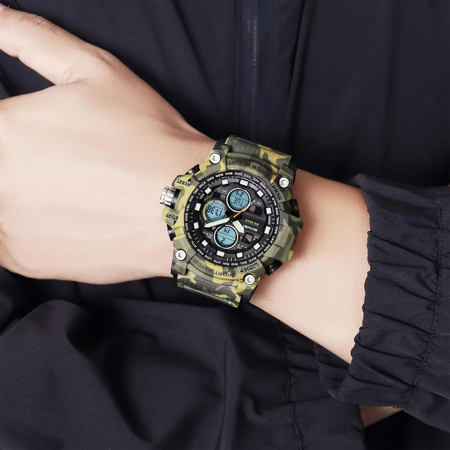 12/24 Hour quickest embolism butter bleak Format, Backlight, Rugged Design for Hiking, Camping, Survival Digital Outdoor Watch for Men, Waterproof 50M, 3 Time Display, Chronograph, Alarm, 