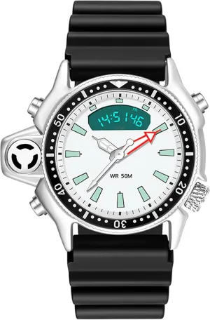 12/24 Sports Outdoors Digital Analog gyration locale Workout Stopwatch Black White findtime Creative Watches for Men Unique Designer Reloj Para Hombre 5ATM Waterproof 