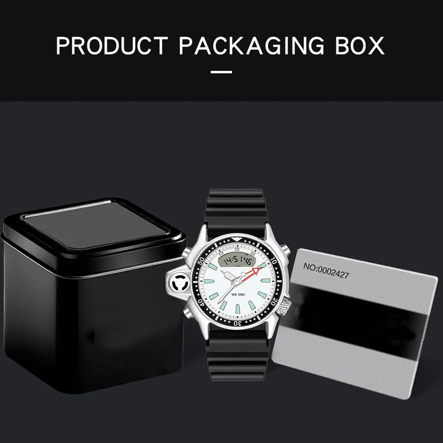 12/24 Sports Outdoors Digital Analog gyration locale Workout Stopwatch Black White findtime Creative Watches for Men Unique Designer Reloj Para Hombre 5ATM Waterproof 