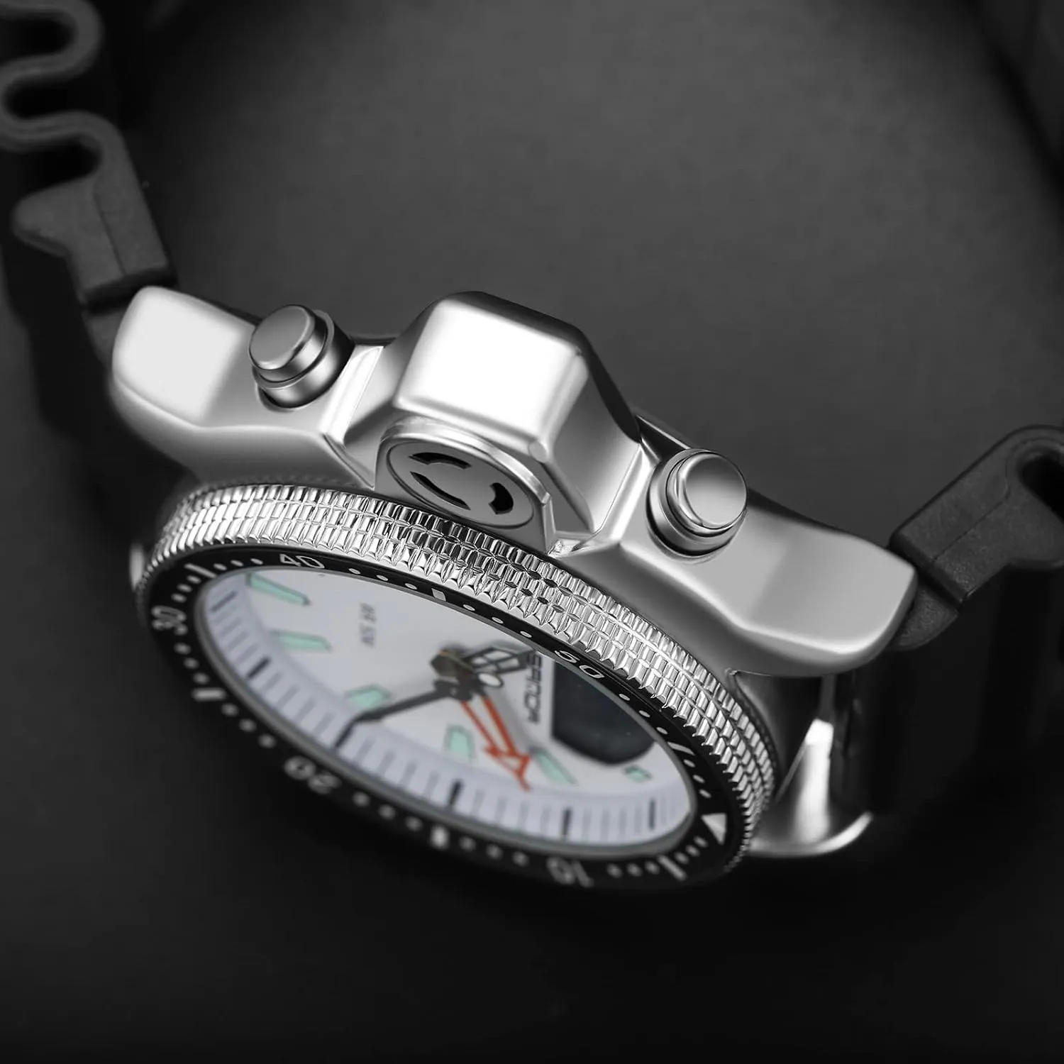 12/24 Sports Outdoors Digital Analog gyration locale Workout Stopwatch Black White findtime Creative Watches for Men Unique Designer Reloj Para Hombre 5ATM Waterproof 