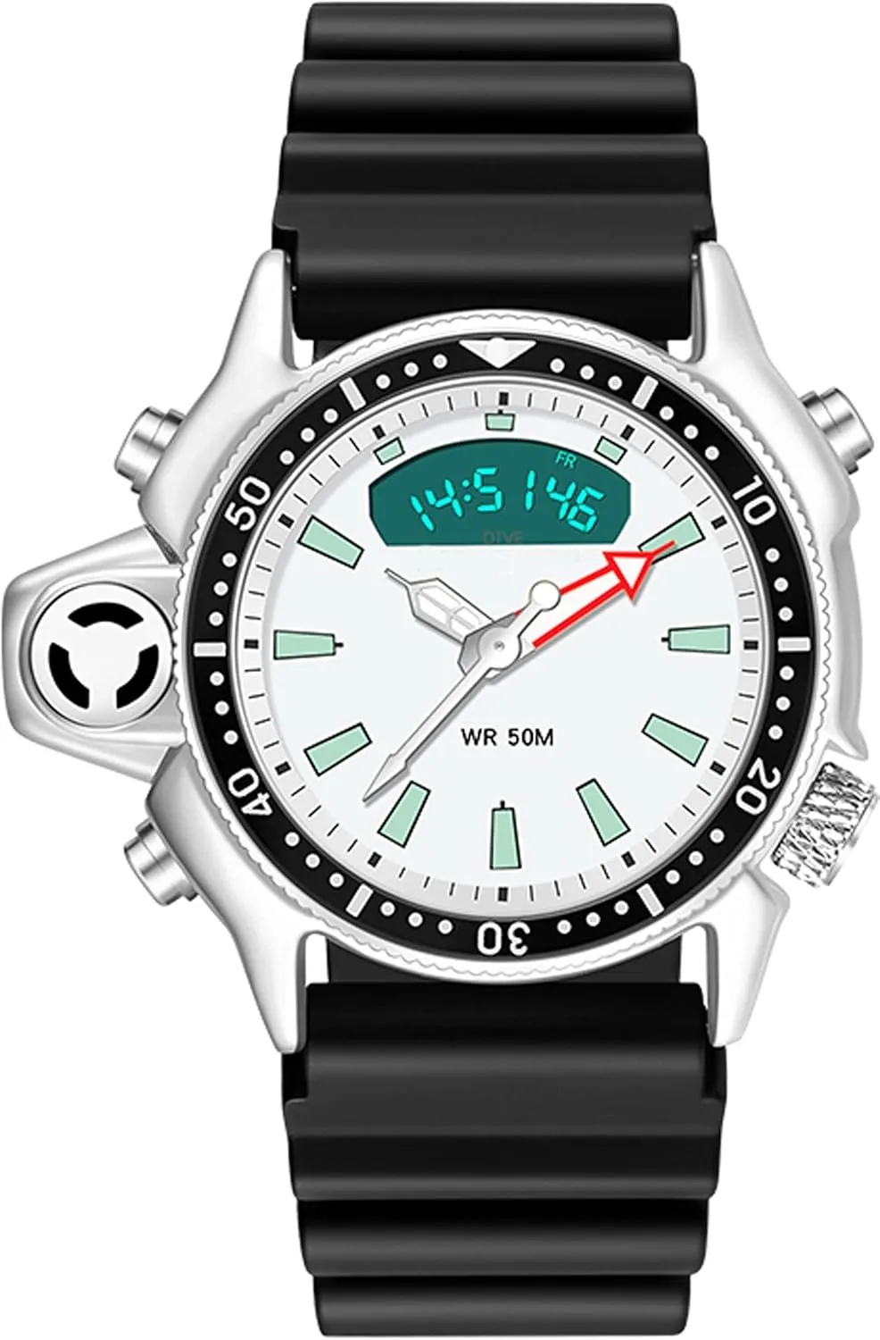 12/24 Sports Outdoors Digital Analog gyration locale Workout Stopwatch Black White findtime Creative Watches for Men Unique Designer Reloj Para Hombre 5ATM Waterproof 