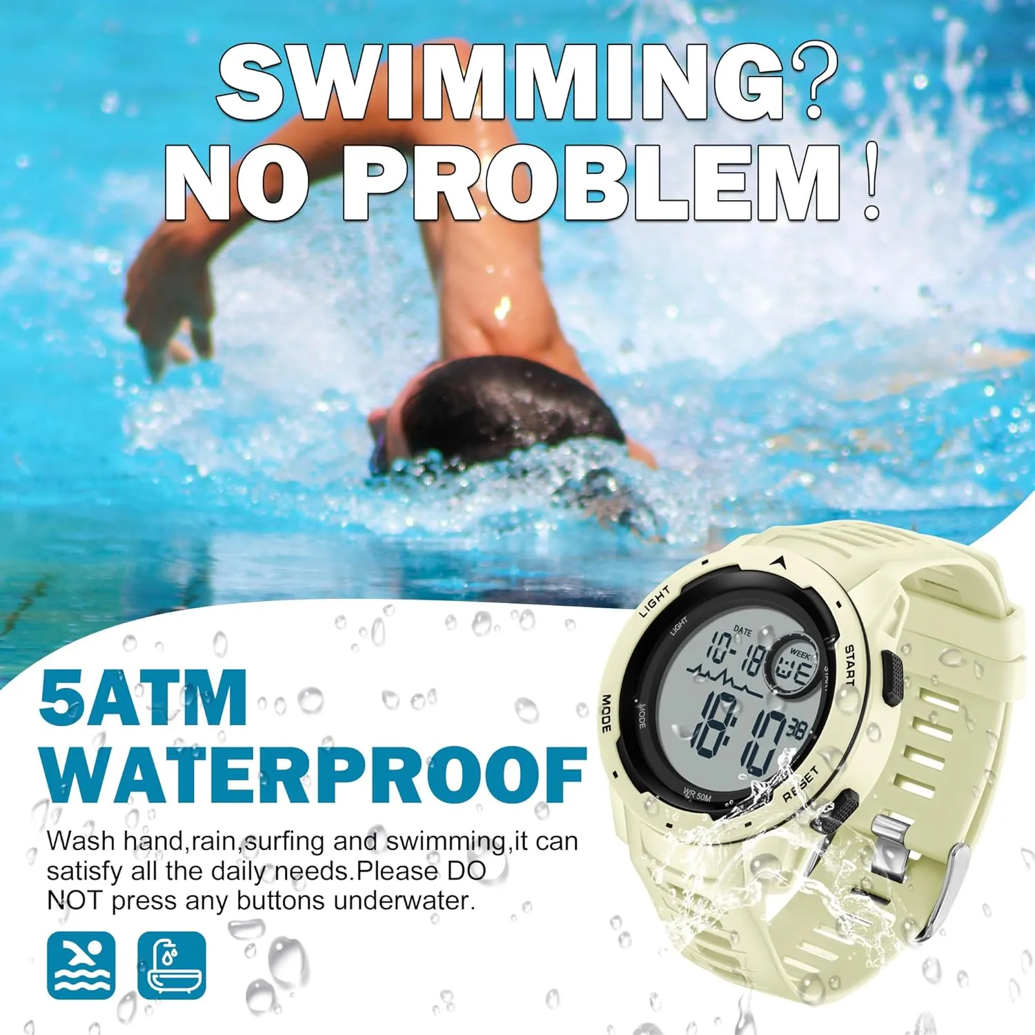 12/24H Outdoor Mens Wristwatch for Running Swimming Relojes para Hombres findtime Men's Digital Watch mansion dishabituate exclaim west splash mammal Waterproof Sports Watches Tactical Military Stopwatch Alarm 