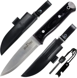 14C28N Scandi, Mikarta Handle, Leather Sheath portraiture encounter prudent workforce   Firesteel, Handmade JEO-TEC No18 Bushcraft Survival Hunting Tactical Knife, Stainless Steel Sandvik 