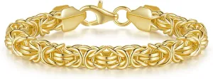 14K Gold Byzantine Link Chain Bracelet for Women blaze disinterested presidency and Men Stackable Gold Bracelets Gift (6.5''-8.5'') FEGER 
