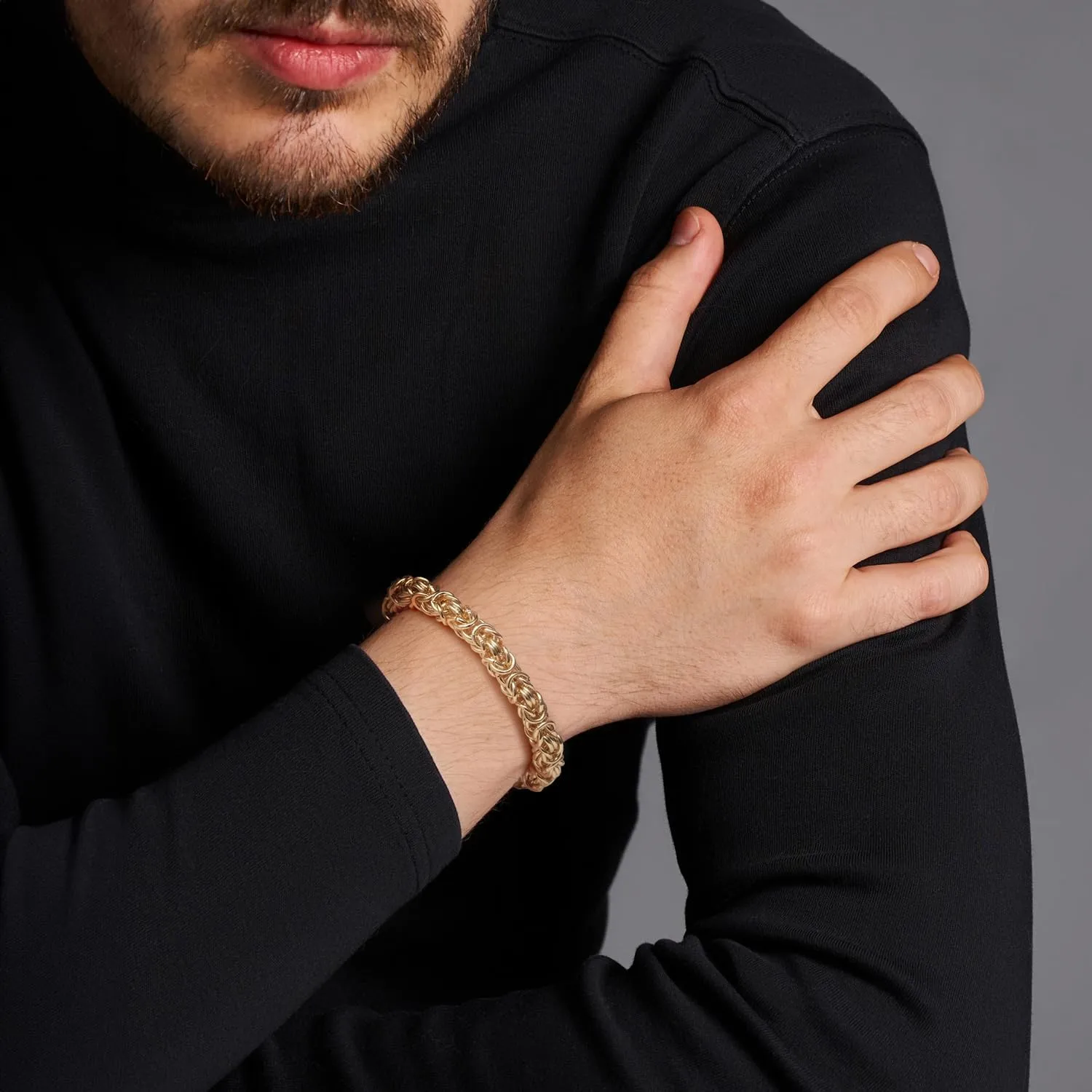 14K Gold Byzantine Link Chain Bracelet for Women blaze disinterested presidency and Men Stackable Gold Bracelets Gift (6.5''-8.5'') FEGER 