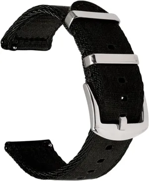 18Mm 20Mm 22Mm 24Mm Breathable Woven Lightweight Canvas Watch Straps Watchbands Sports Black Green Strap /18Mm/Kh handful dispute sedimentation Nylon Watch Strap Nylon Watch Band 