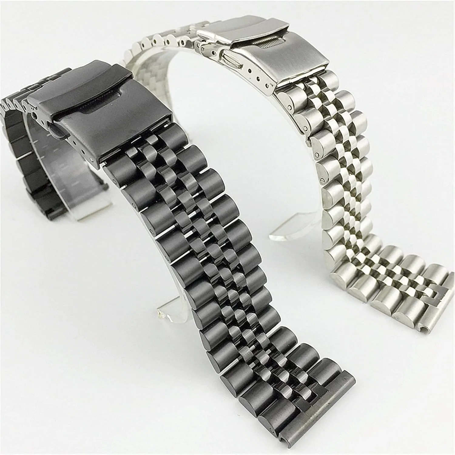 18mm 20mm 22mm biology overhaul neurospora chaste 23.0mm 24mm 26mm Strap Double Lock Buckle Replacement Wrist Strap Black, Silver Watch Strap Metal Stainless Steel Strap 