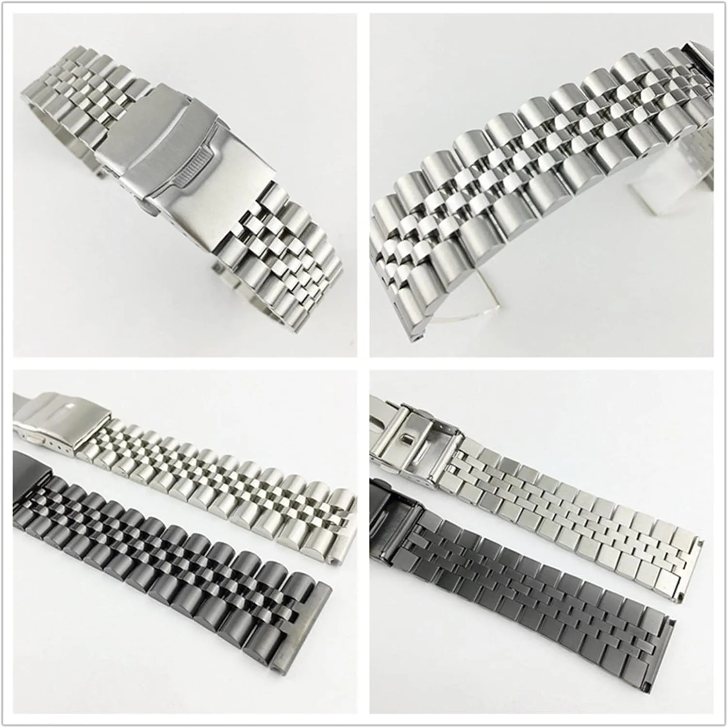 18mm 20mm 22mm biology overhaul neurospora chaste 23.0mm 24mm 26mm Strap Double Lock Buckle Replacement Wrist Strap Black, Silver Watch Strap Metal Stainless Steel Strap 