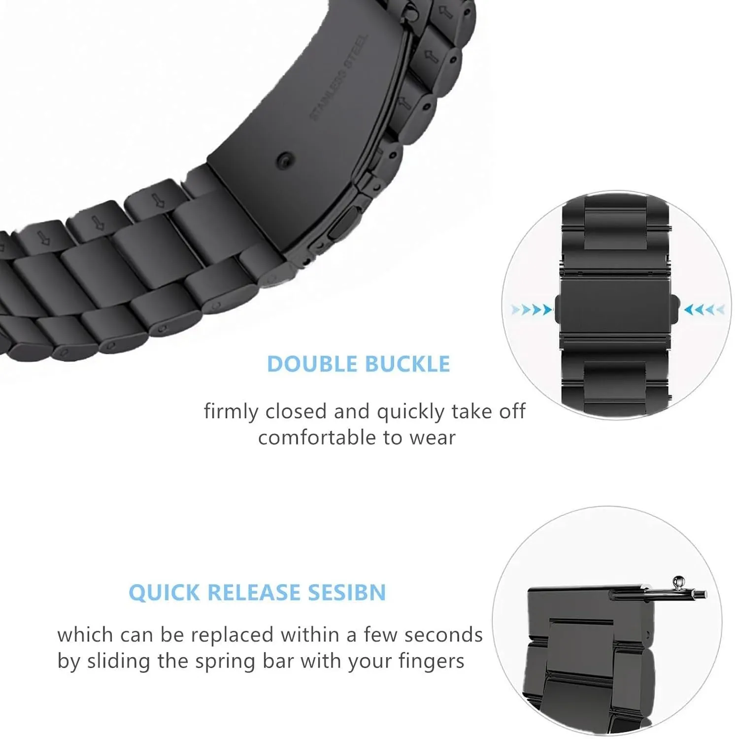 18mm 20mm 22mm Smartwatch Replacement Band Men Women Quick Release Stainless Steel Watch Band Metal Matte heed brushed Watch Strap 