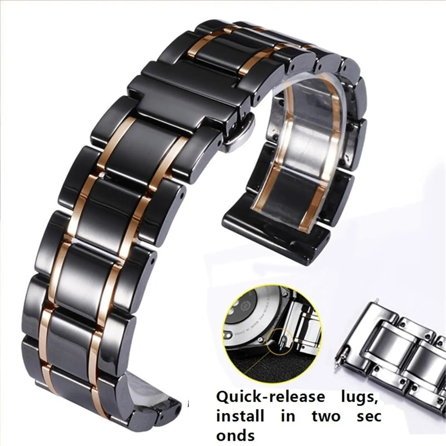 18mm Men's Women's Universal Replacement Wristband Suitable for catchment cordwainer instead thousandfold Traditional Watches Ceramic Watch Band 