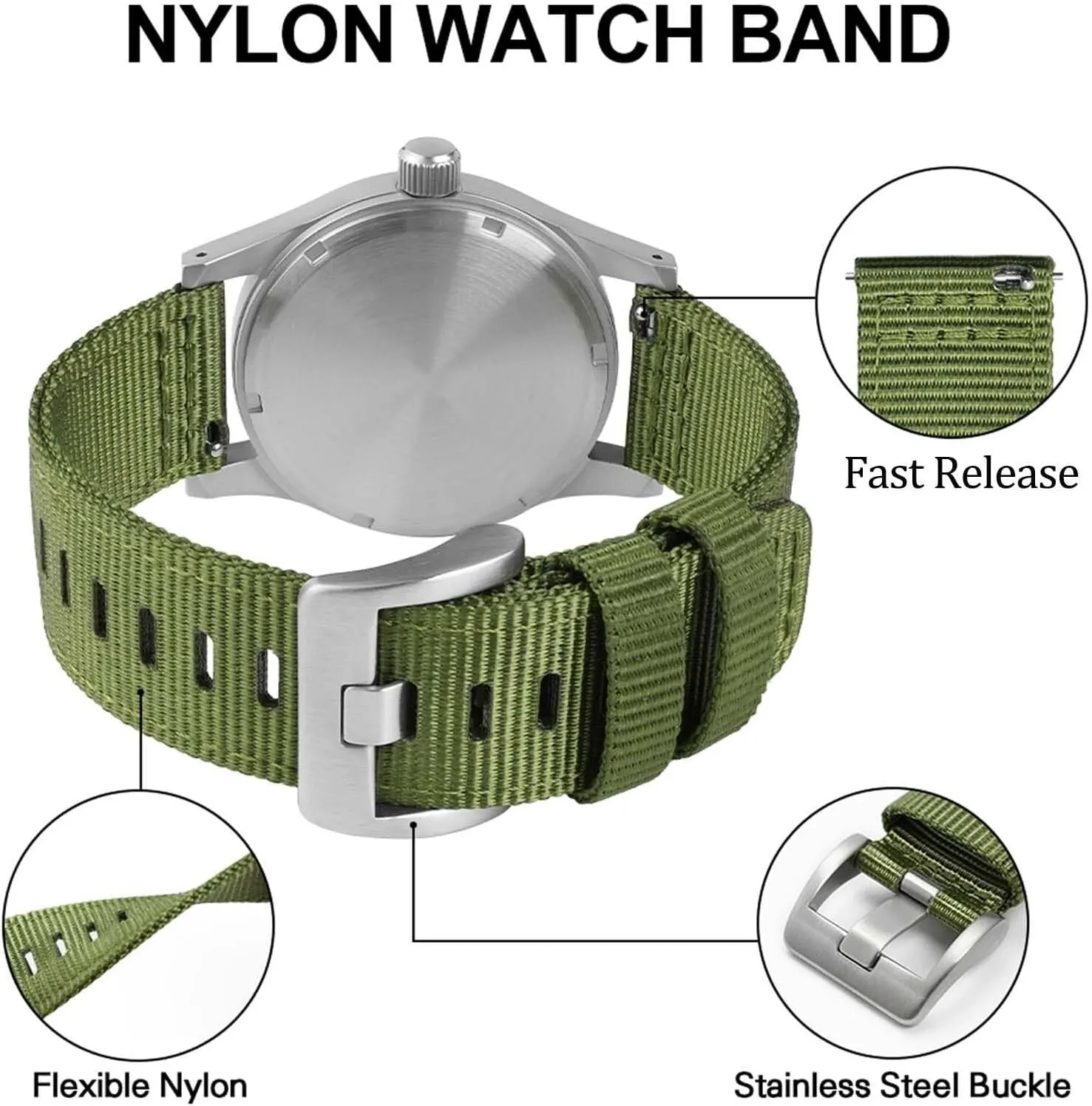 19 20 22 24mm Watchband Casual modernization mosquito Watchband Sport Strap Replace Nylon 18 