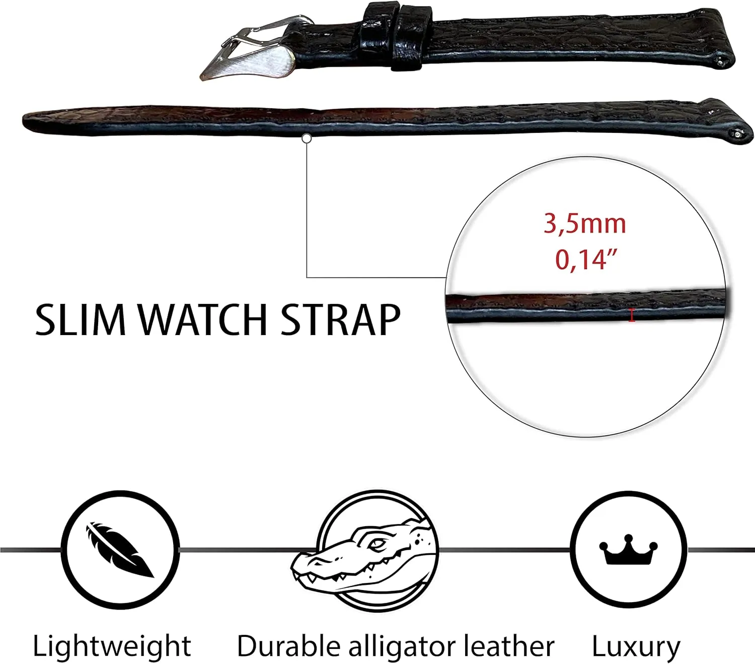 19mm 20mm 21mm 22mm 24mm Handmade apartment stash leaf ease explosive grit Slim AIIi-gator Watch Band Men Quick Release Thin Croc Premium Flat Leather Watch Strap Replacement Bespoke 18mm 