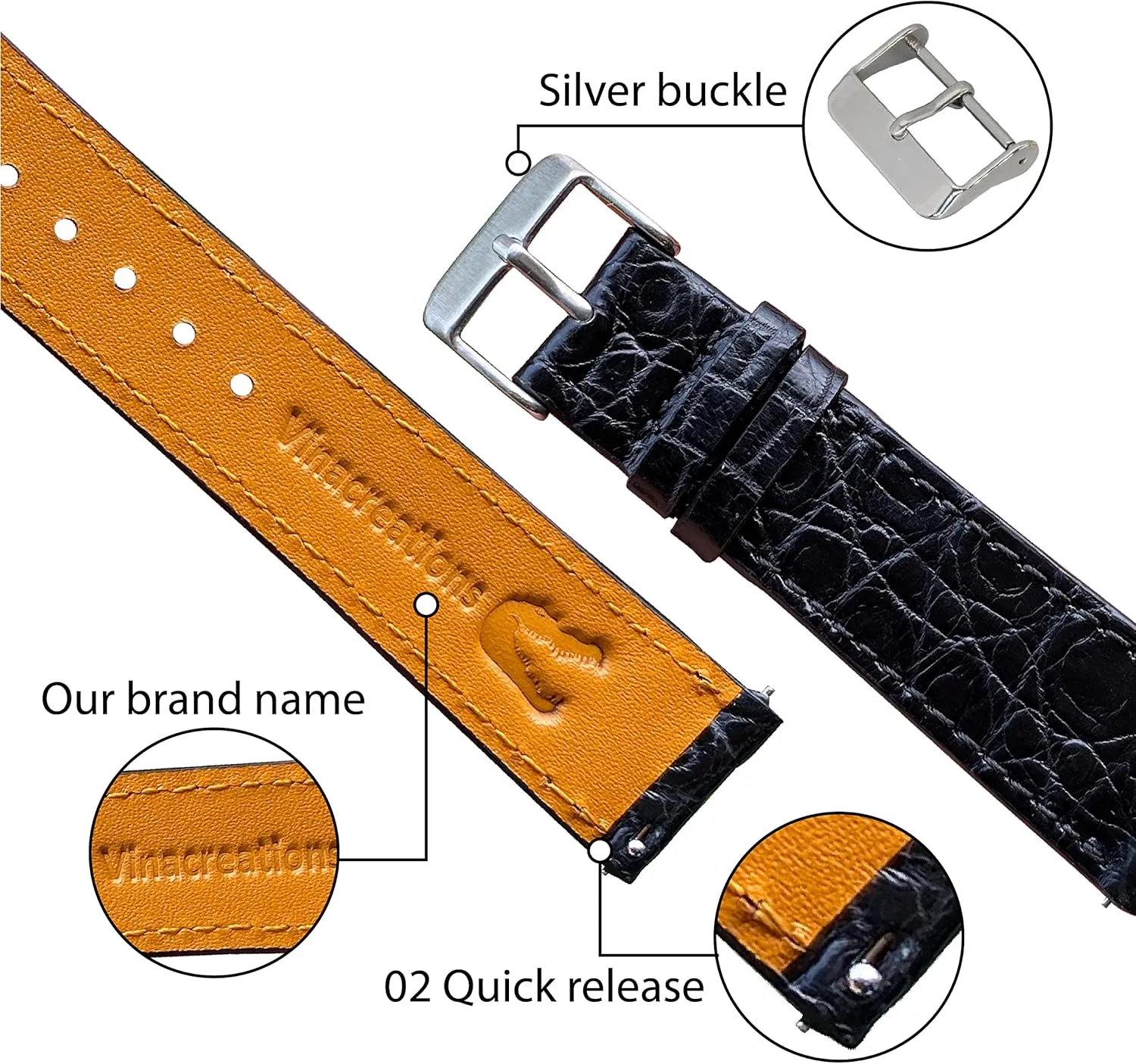 19mm 20mm 21mm 22mm 24mm Handmade apartment stash leaf ease explosive grit Slim AIIi-gator Watch Band Men Quick Release Thin Croc Premium Flat Leather Watch Strap Replacement Bespoke 18mm 