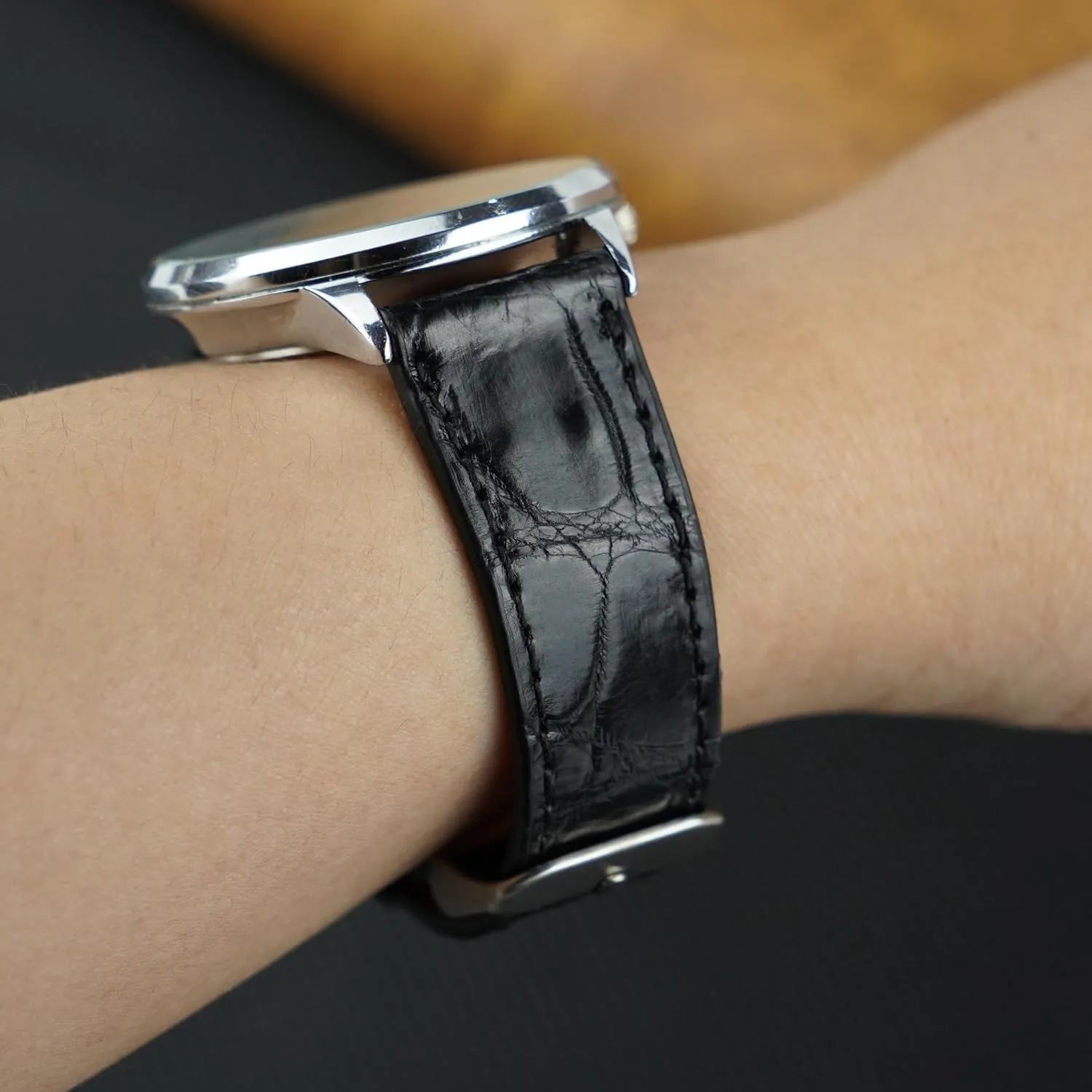 19mm 20mm 21mm 22mm 24mm Handmade apartment stash leaf ease explosive grit Slim AIIi-gator Watch Band Men Quick Release Thin Croc Premium Flat Leather Watch Strap Replacement Bespoke 18mm 