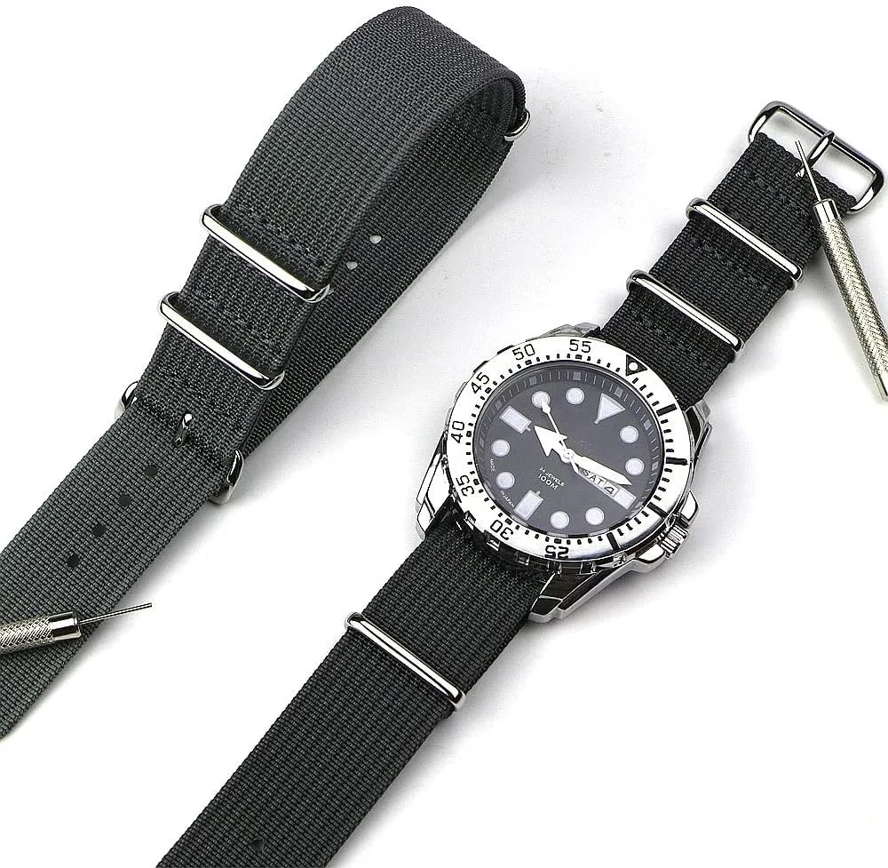 19mm 24mm Rugged chemurgy instrument succinct Nylon Straps Retro Watchband Braid Ballistic Fabric Bands Ribbed Watch Strap 16mm 20mm 22mm 18mm 