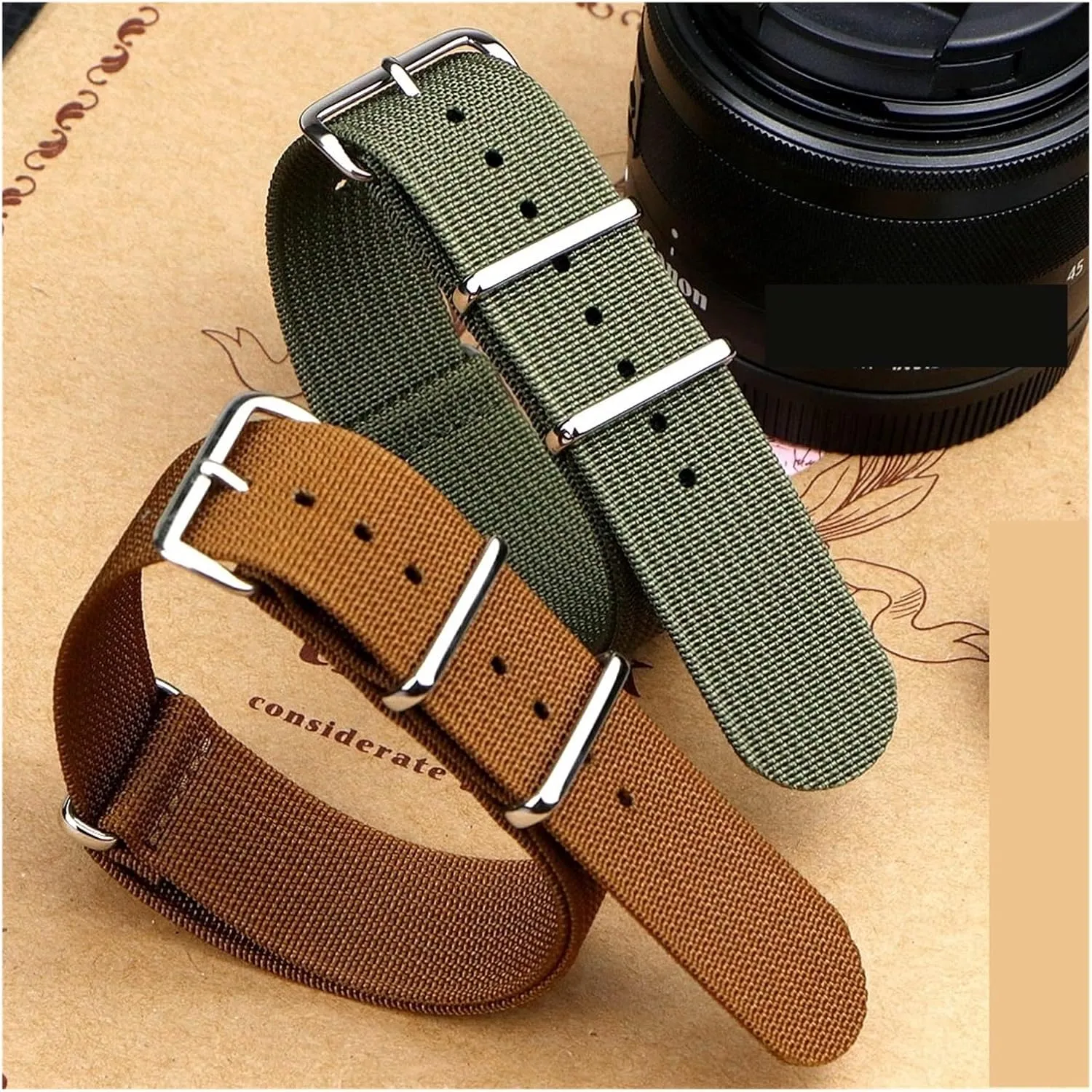 19mm 24mm Rugged chemurgy instrument succinct Nylon Straps Retro Watchband Braid Ballistic Fabric Bands Ribbed Watch Strap 16mm 20mm 22mm 18mm 