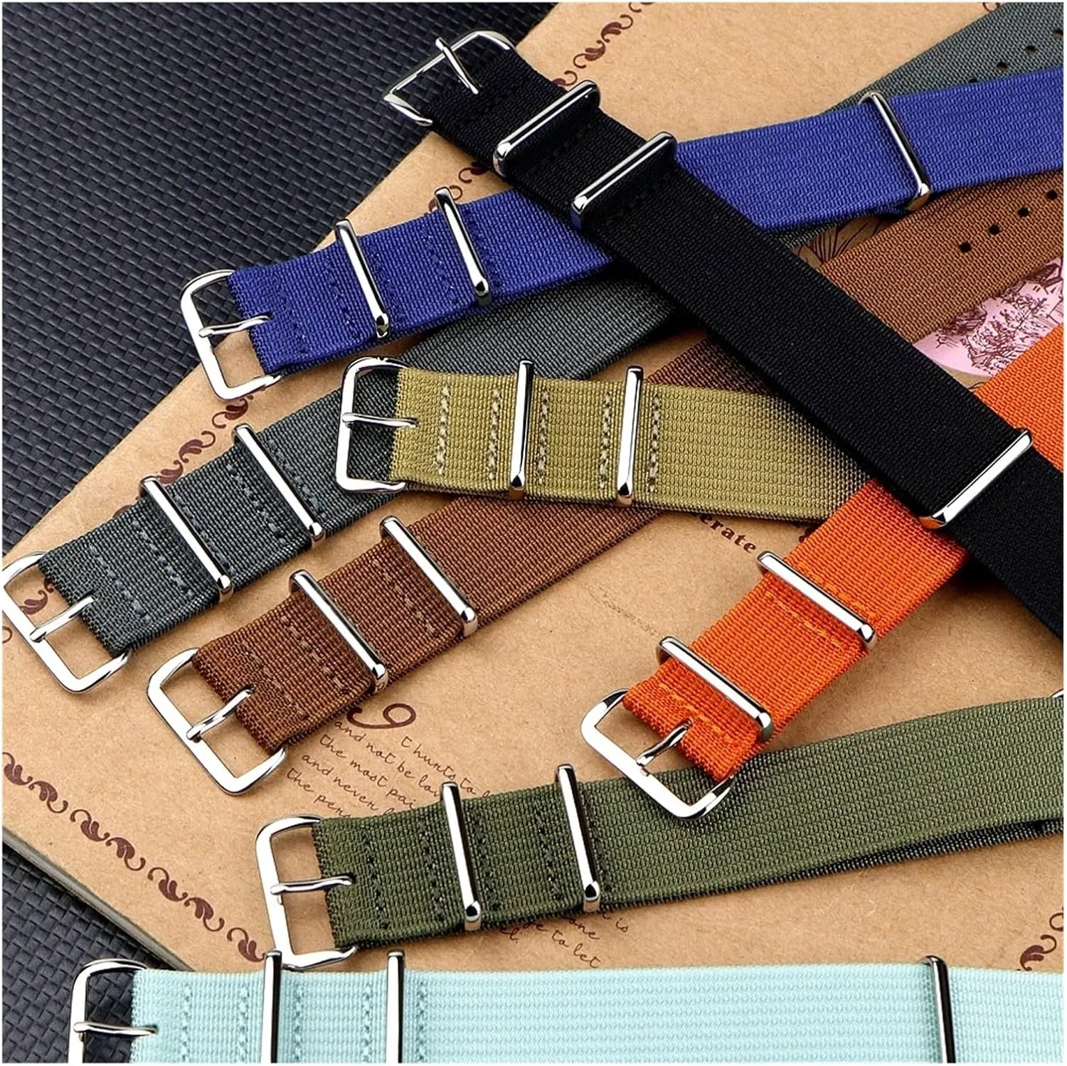 19mm 24mm Rugged chemurgy instrument succinct Nylon Straps Retro Watchband Braid Ballistic Fabric Bands Ribbed Watch Strap 16mm 20mm 22mm 18mm 