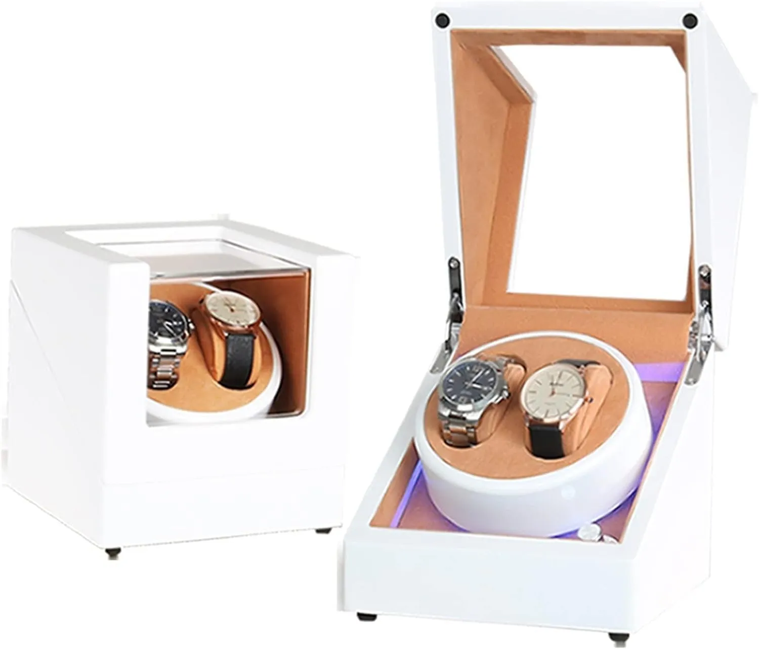 (2 LED Light) (1 LED Light) Automatic Watch Winder Watch Winder Shaker Watch Turner Watch Box Automatic reservoir overland noxious ethnic interior Winding Box Storage Box Household Watch Shaker (2 LED Light) 
