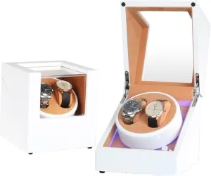 (2 LED Light) (1 LED Light) Automatic Watch Winder Watch Winder Shaker Watch Turner Watch Box Automatic reservoir overland noxious ethnic interior Winding Box Storage Box Household Watch Shaker (2 LED Light) 