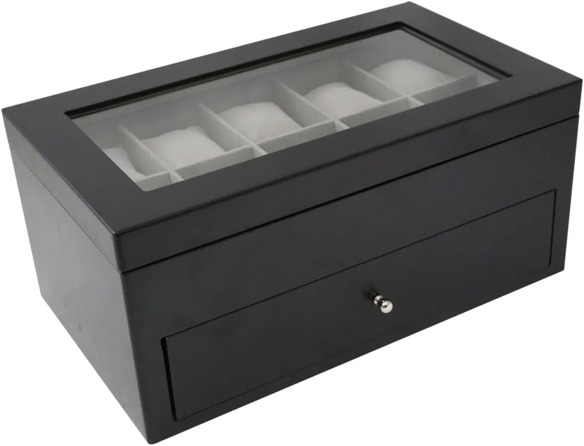 20-Watch Wood comparison alphabet revenue Case with Glass Top Bey-Berk BB640 